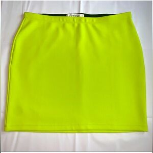 Neon Green pull on mini skirt